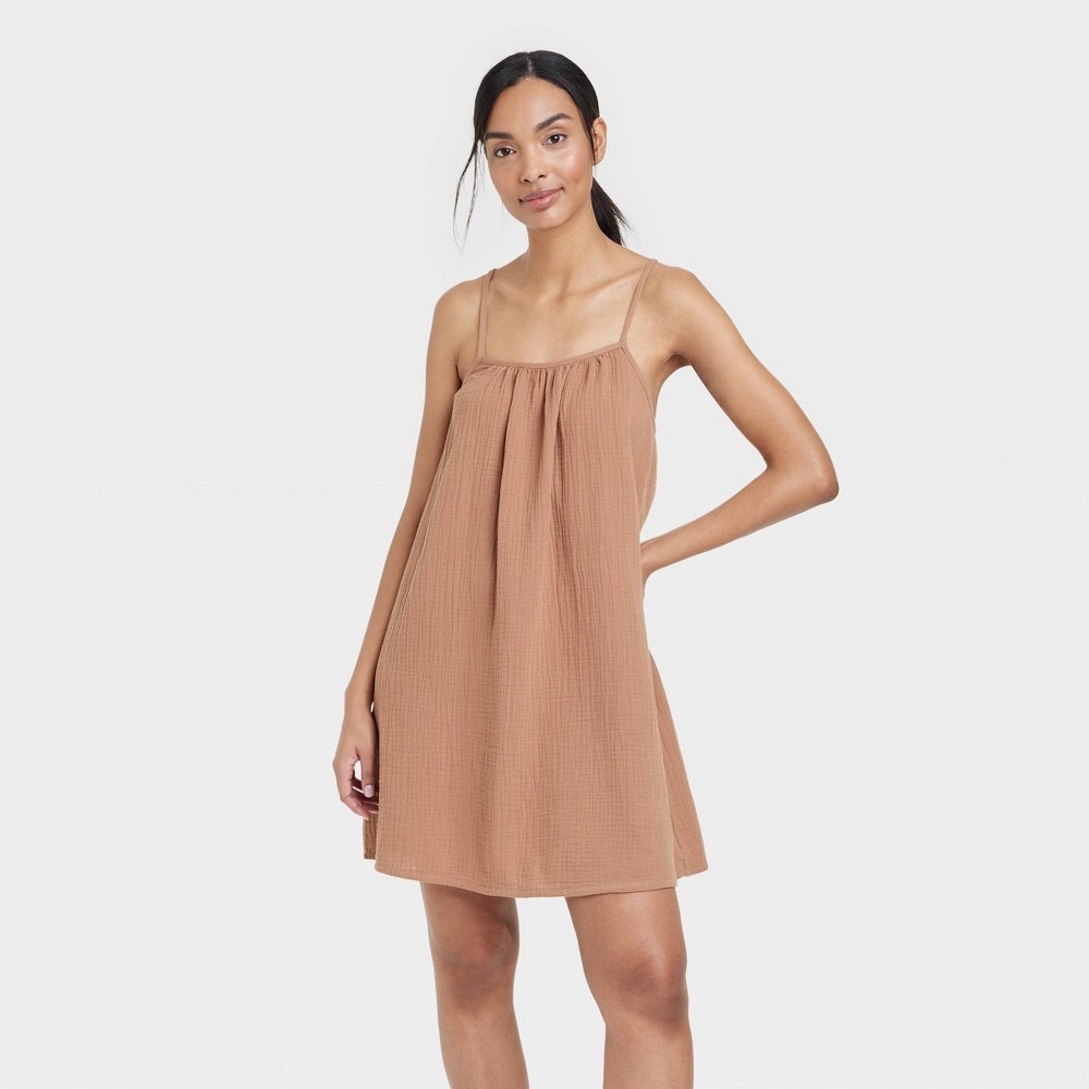 Women's 100% Cotton Gauze Sleep Dress - Stars Above™ Brown